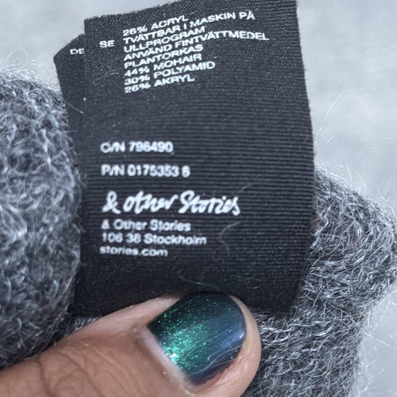 & Other Stories Sweater Womens XS Gray Soft Mohair Blend Knit Button Cardigan - Picture 6 of 9